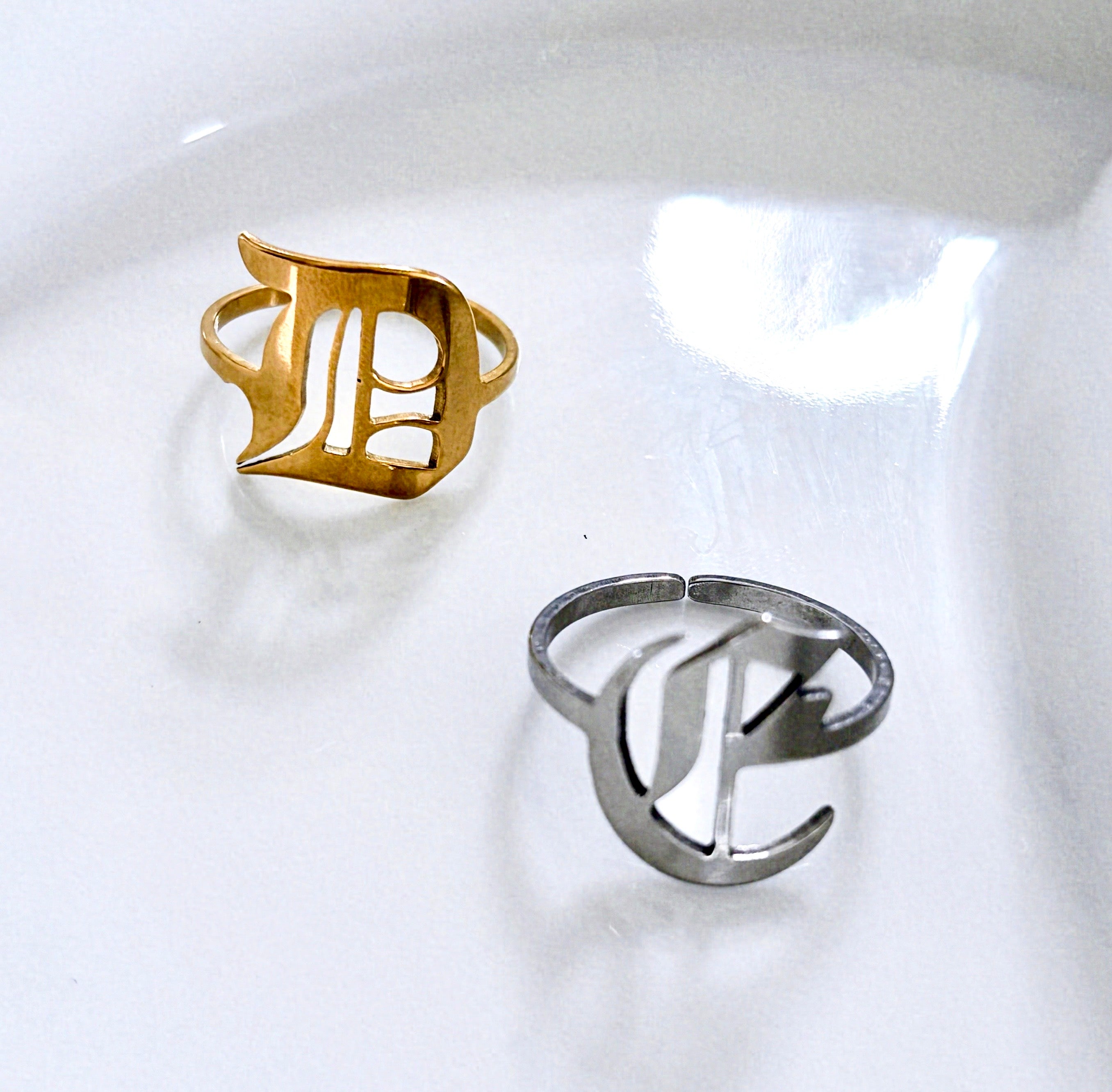 Olde English Inital Rings